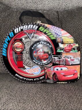 Disney Cars Lightning McQueen Red Kids Watch & Clock Gift Set